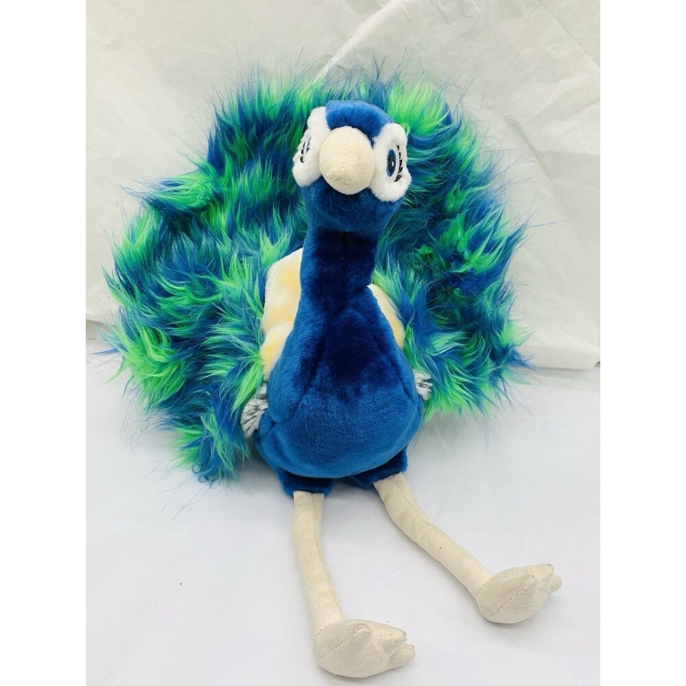 Gund Midnight Peacock Plush Blue Green Furry Sits 11” Stuffed Animal 4056882